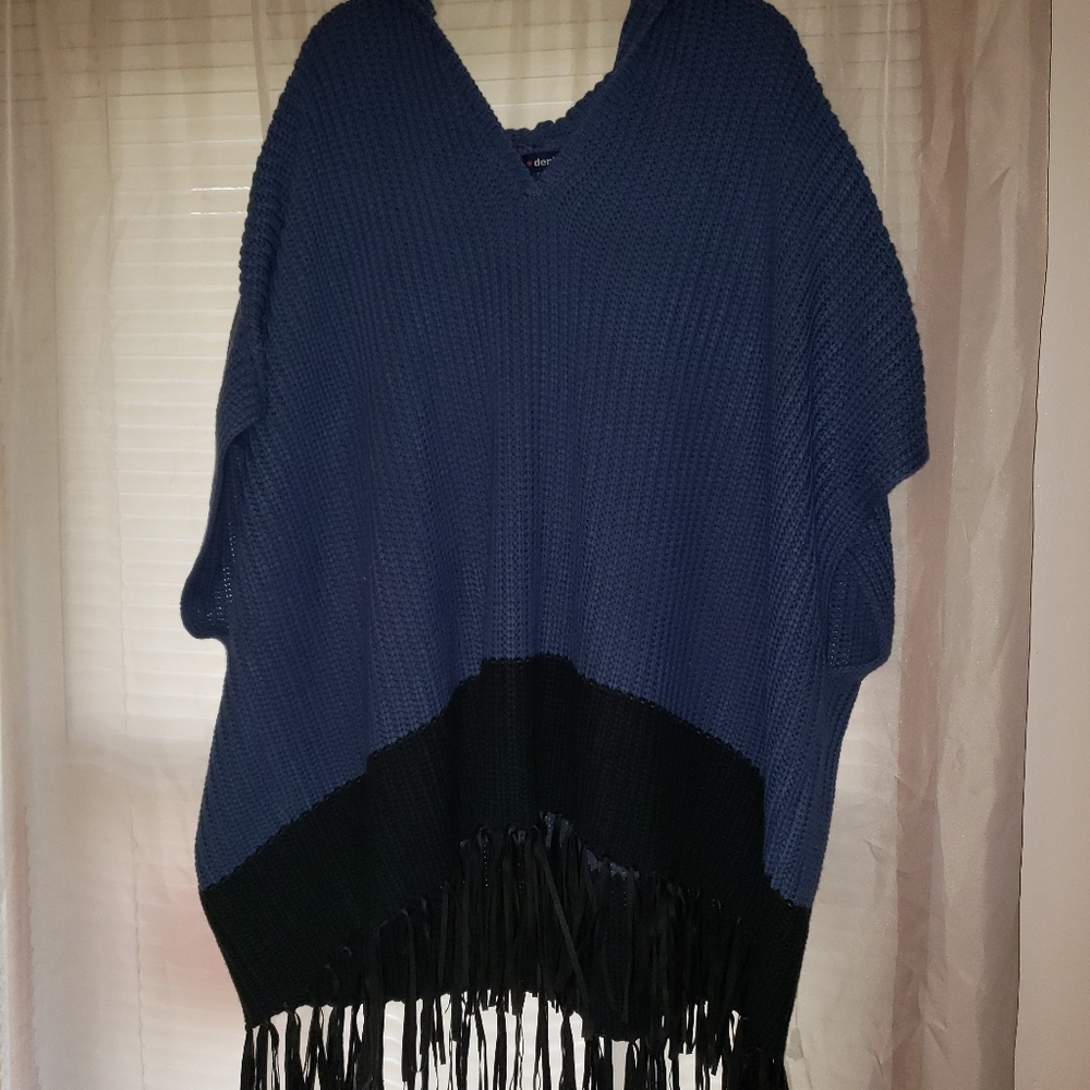 DENIM 24/7 2X/4X SWEATER PONCHO